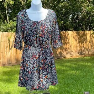 My Michelle, Size - S, Blue floral dress caged sleeves
